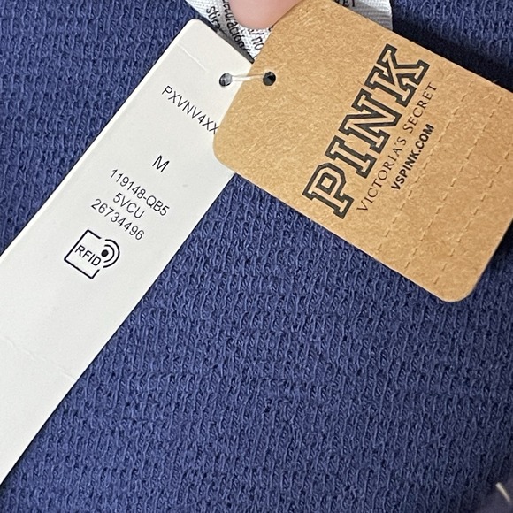 PINK Victoria's Secret cropped Reverse Fleece Polo Sweatshirt Crop Top M NEW NWT - Picture 7 of 10